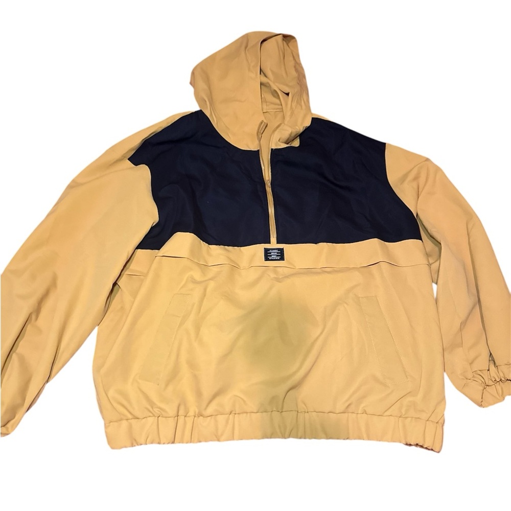 90's style Yellow and black 1/4 zip hooded windbreaker 2xl